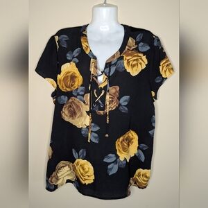 Maurice's Black Floral Shirt